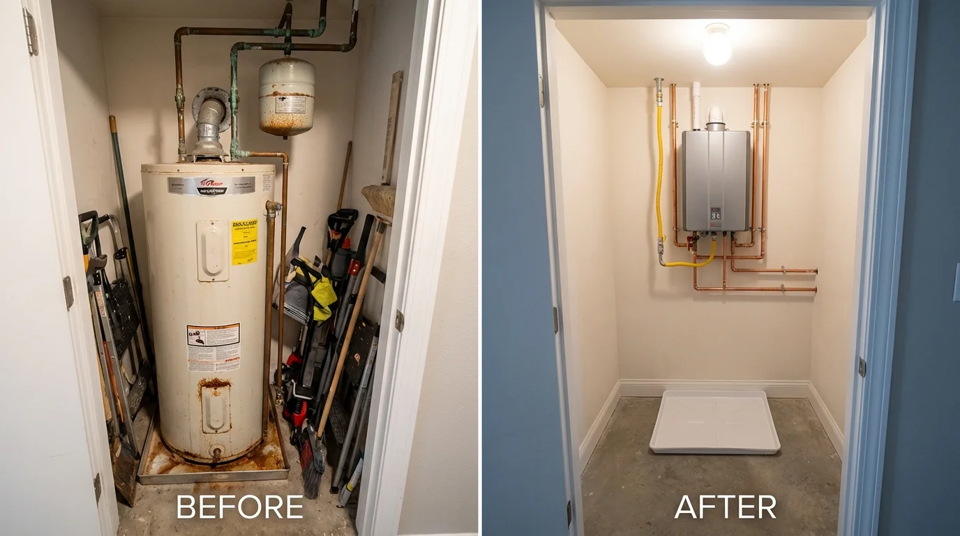 Tank water heater versus wall-mounted tankless unit comparison for Moody, AL homeowners